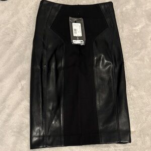 Marciano Black Leather Pencil Skirt